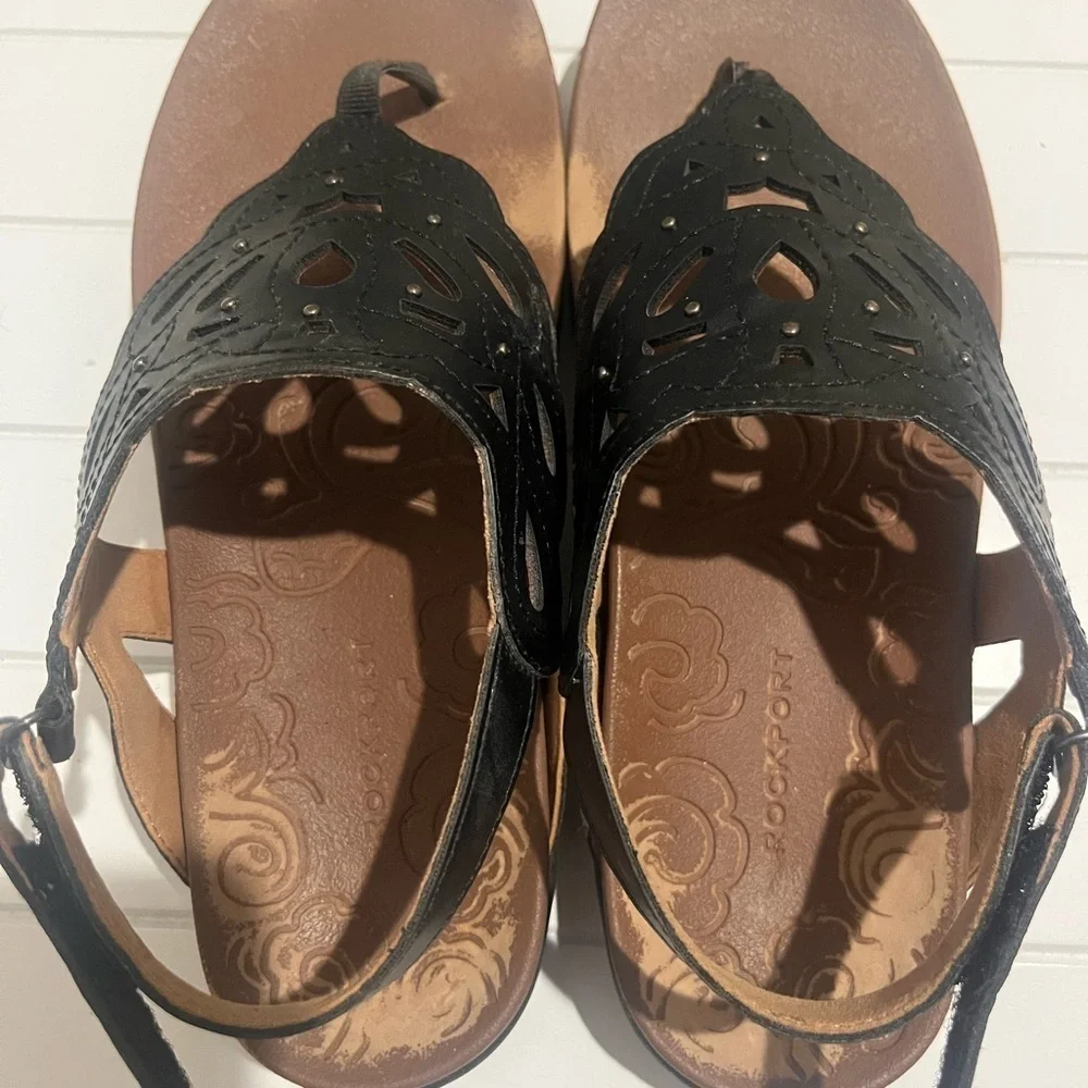 Rockport women’s ridge sling sandals lightweight flexible black 8.5W